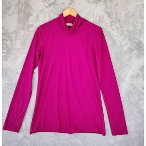 Dorothee Schumacher Top Womens Size Large 4 Fuchsia Pink Tech Knit Turtleneck
